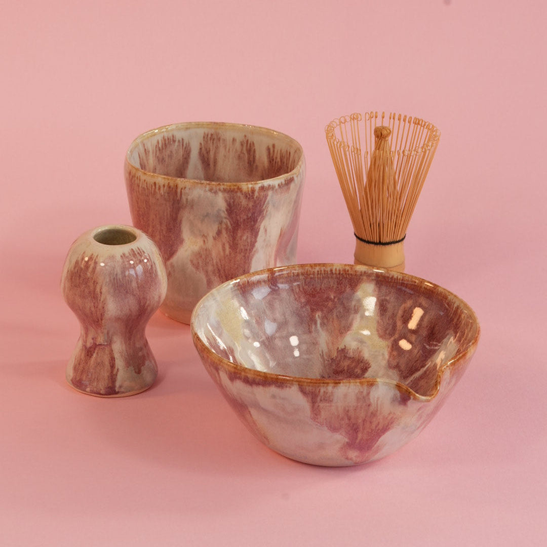 Red Marble Matcha Set