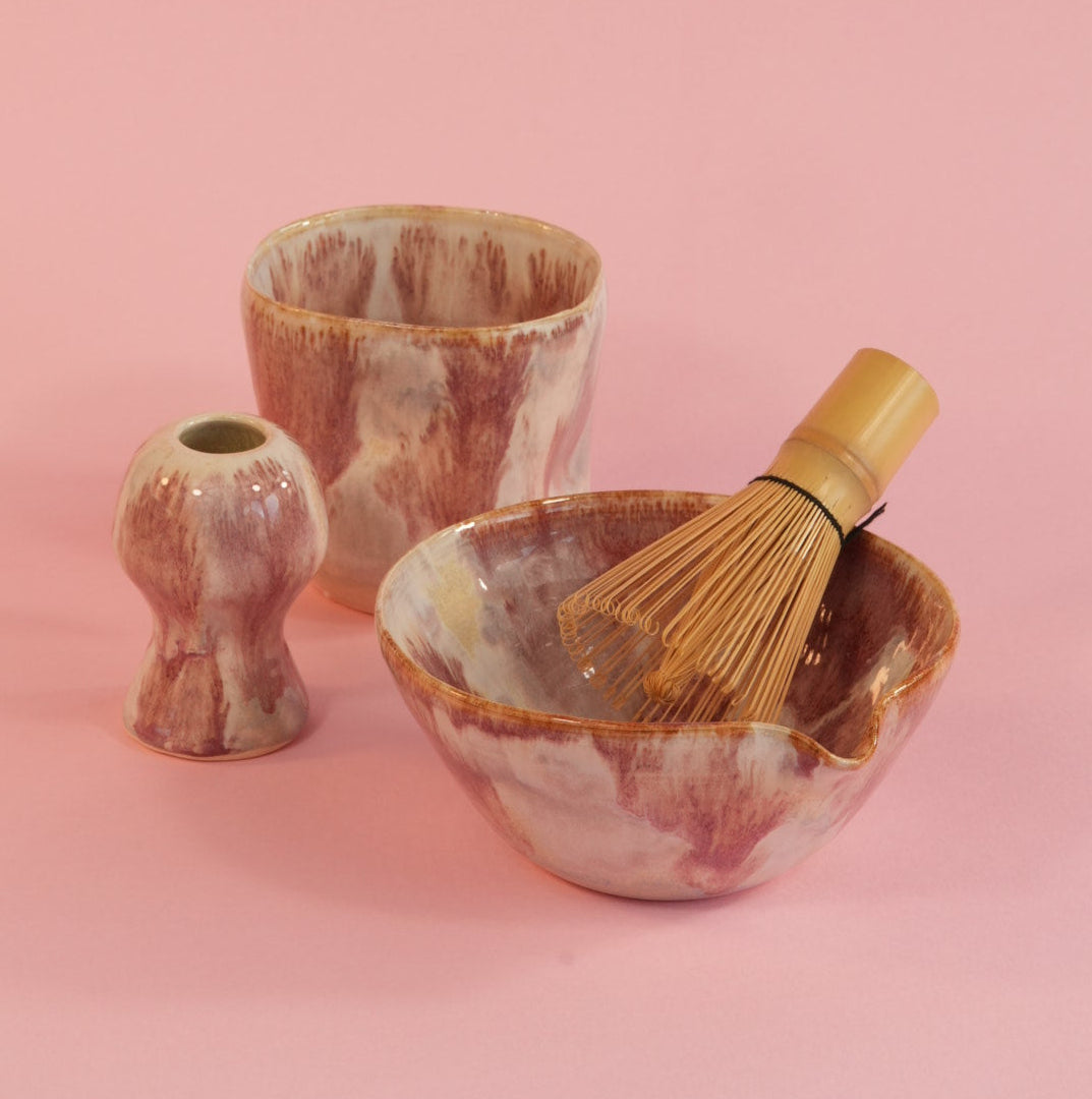 Red Marble Matcha Set
